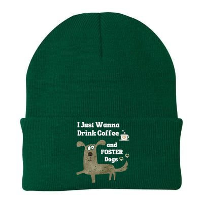 Dog FOSTER I Just Wanna Drink COFFEE & FOSTER Dogs Knit Cap Winter Beanie