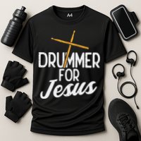 Drummer For Jesus God Drumming Christian Men Cooling Performance Crew T-Shirt