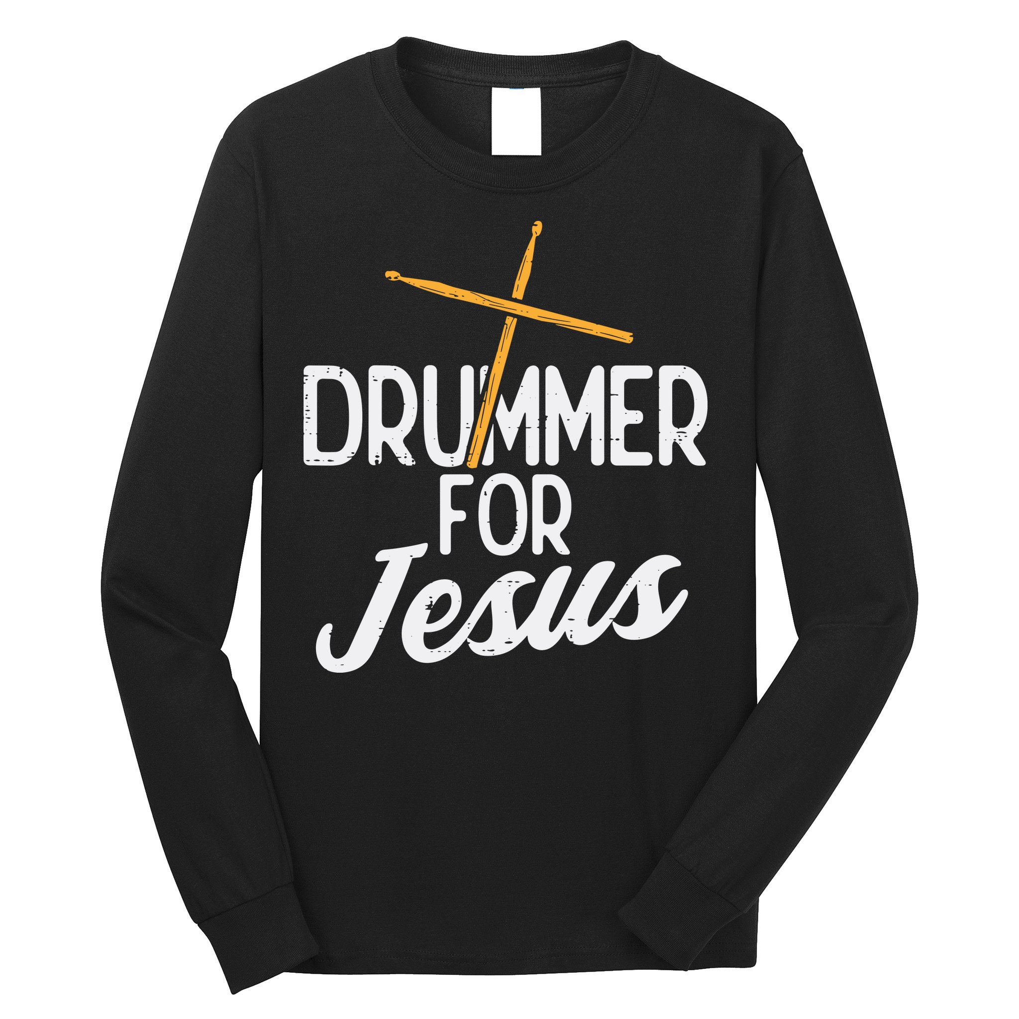 Drummer For Jesus God Drumming Christian Men Long Sleeve Shirt