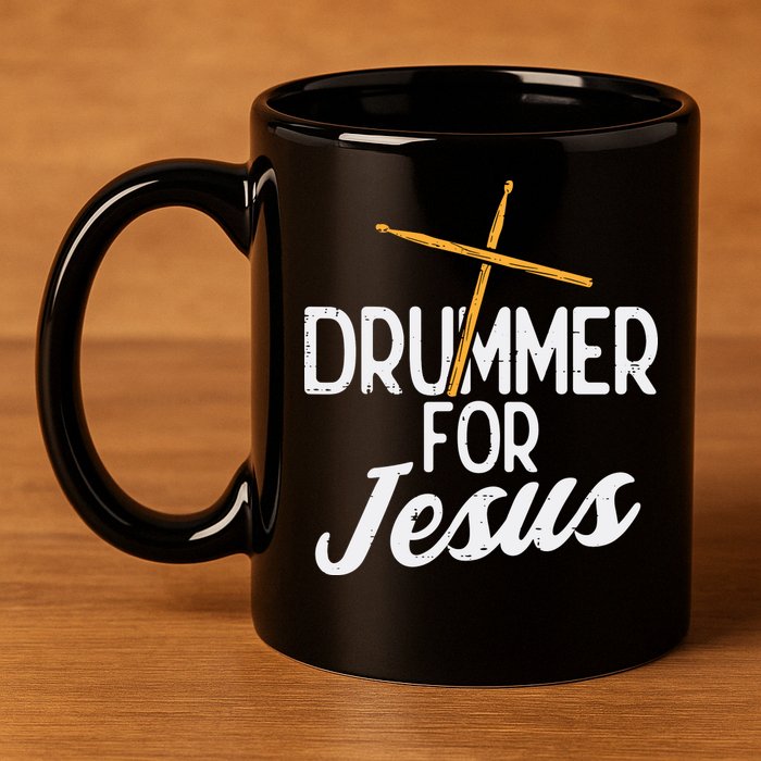 Drummer For Jesus God Drumming Christian Men 11oz C Handle Ceramic Mug