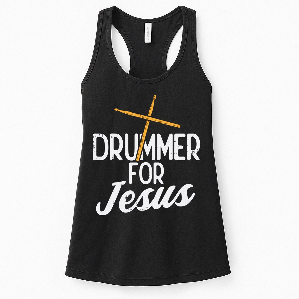 Drummer For Jesus God Drumming Christian Men Womens Tank Top