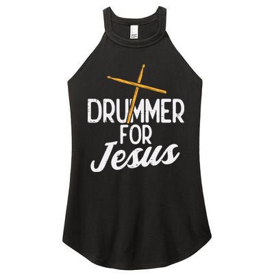 Drummer For Jesus God Drumming Christian Men Women's Perfect Tri Rocker Tank