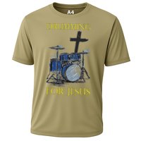 Drumming For Jesus Drummer Drums Cooling Performance Crew T-Shirt