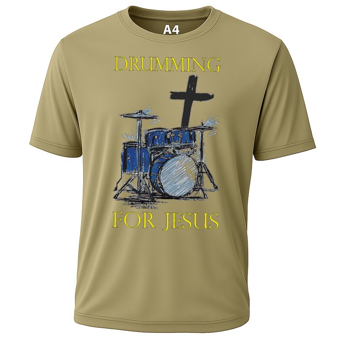 Drumming For Jesus Drummer Drums Cooling Performance Crew T-Shirt