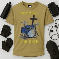 Drumming For Jesus Drummer Drums Cooling Performance Crew T-Shirt