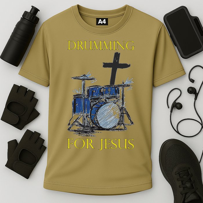Drumming For Jesus Drummer Drums Cooling Performance Crew T-Shirt