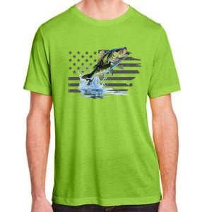 Distressed Flag Jumping Largemouth Bass Adult ChromaSoft Performance T-Shirt