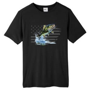 Distressed Flag Jumping Largemouth Bass Tall Fusion ChromaSoft Performance T-Shirt