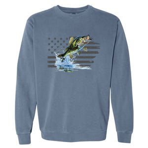 Distressed Flag Jumping Largemouth Bass Garment-Dyed Sweatshirt