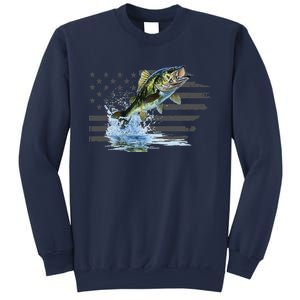 Distressed Flag Jumping Largemouth Bass Sweatshirt