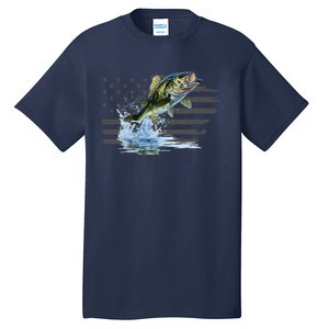 Distressed Flag Jumping Largemouth Bass Tall T-Shirt