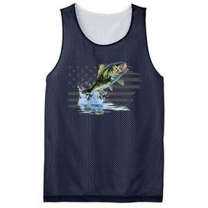 Distressed Flag Jumping Largemouth Bass Mesh Reversible Basketball Jersey Tank