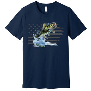 Distressed Flag Jumping Largemouth Bass Premium T-Shirt