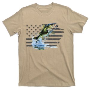 Distressed Flag Jumping Largemouth Bass T-Shirt