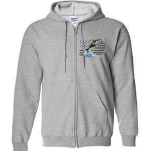 Distressed Flag Jumping Largemouth Bass Full Zip Hoodie