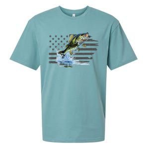 Distressed Flag Jumping Largemouth Bass Sueded Cloud Jersey T-Shirt