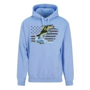 Distressed Flag Jumping Largemouth Bass Unisex Surf Hoodie