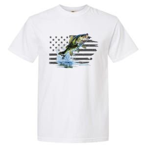 Distressed Flag Jumping Largemouth Bass Garment-Dyed Heavyweight T-Shirt