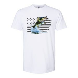 Distressed Flag Jumping Largemouth Bass Softstyle CVC T-Shirt