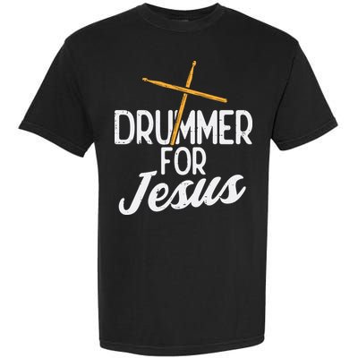Drummer For Jesus God Drumming Christian Men Garment-Dyed Heavyweight T-Shirt