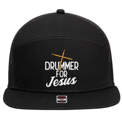 Drummer For Jesus God Drumming Christian Men 7 Panel Mesh Trucker Snapback Hat