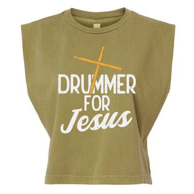 Drummer For Jesus God Drumming Christian Men Garment-Dyed Women's Muscle Tee