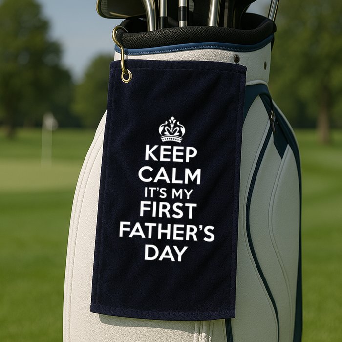 Keep Calm ItS My First FatherS Day Funny Golf Towel