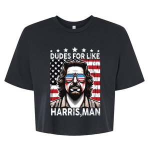 Dudes For Like Harris Man White Dude For Kamala Harris 2024 Bella+Canvas Jersey Crop Tee