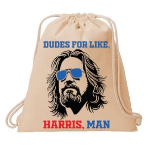 Dudes For Like Harris Man White Dude For Kamala Harris 2024 Drawstring Bag