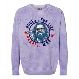 Dudes For Like Harris Man Funny White Dudes For Harris 2024 Colorblast Crewneck Sweatshirt