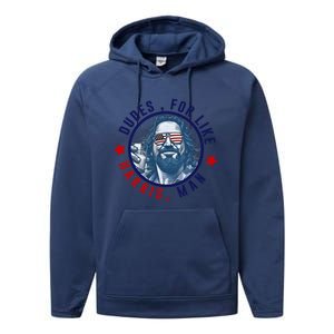 Dudes For Like Harris Man Funny White Dudes For Harris 2024 Performance Fleece Hoodie