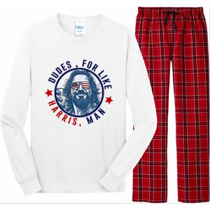 Dudes For Like Harris Man Funny White Dudes For Harris 2024 Long Sleeve Pajama Set