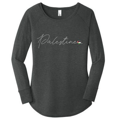 Dawlat Filastin Love Palestinian Flag Heart On Palestine Gift Women's Perfect Tri Tunic Long Sleeve Shirt