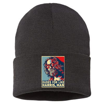 Dudes For Like Harris Man Vote Kamala For President Sustainable Knit Beanie