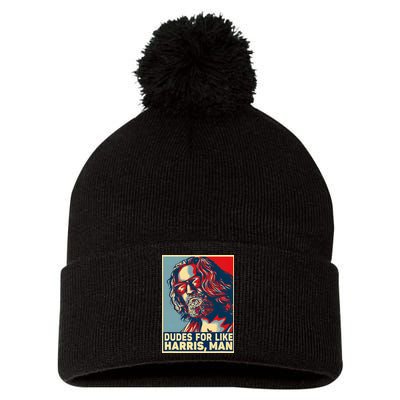 Dudes For Like Harris Man Vote Kamala For President Pom Pom 12in Knit Beanie