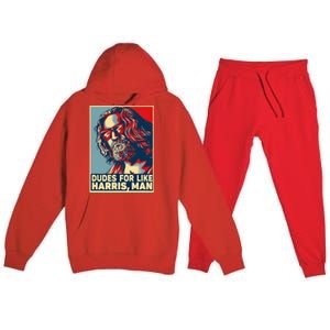 Dudes For Like Harris Man Vote Kamala For President Premium Hooded Sweatsuit Set