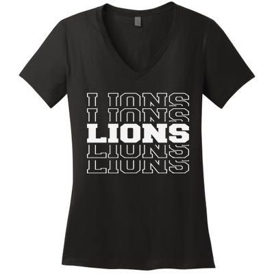 Detroit Football Lions Women's V-Neck T-Shirt