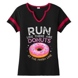 Donut Finish Line Marathon Funny Running For Men Women Ladies Halftime Notch Neck Tee