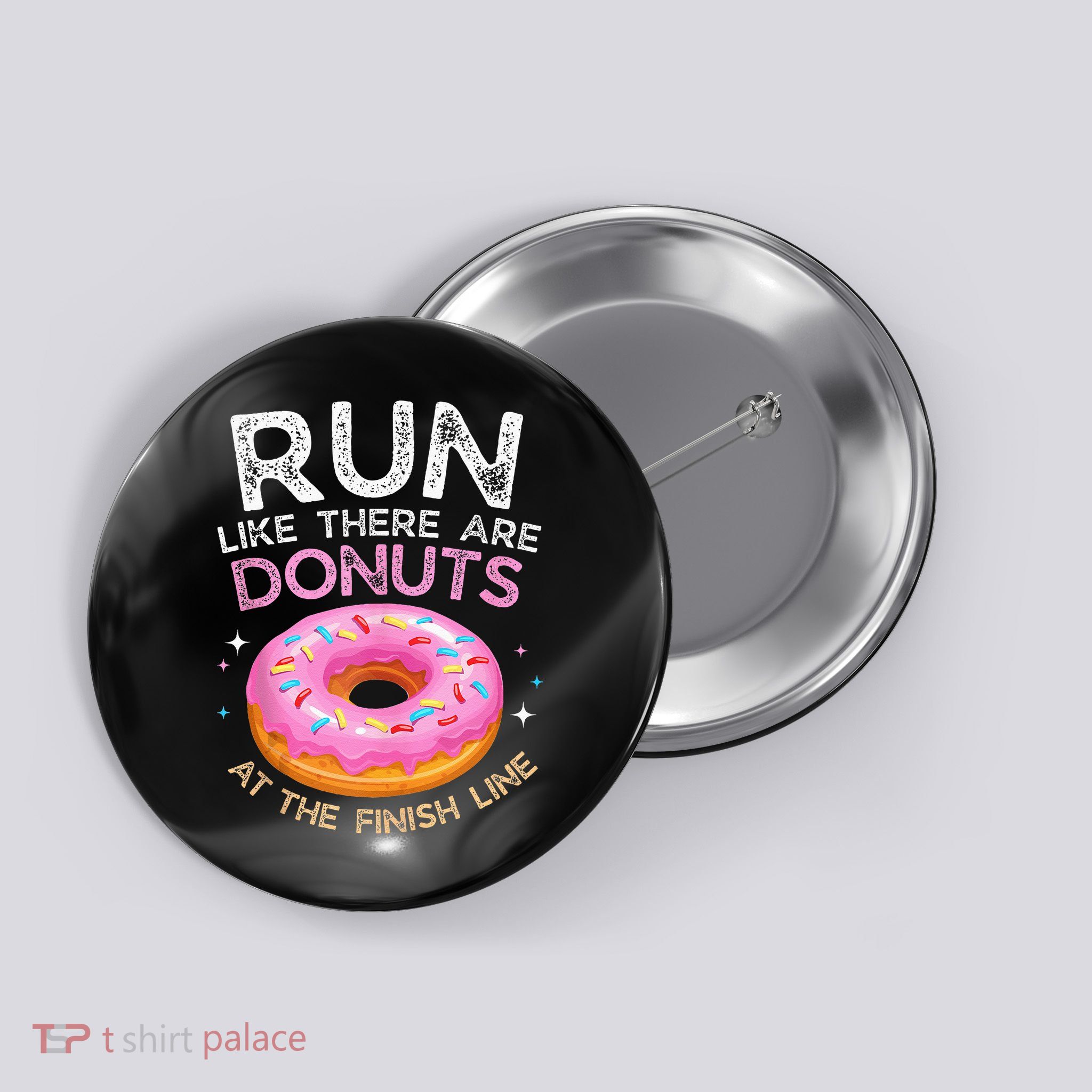 Donut Finish Line Marathon Funny Running For Men Women Button