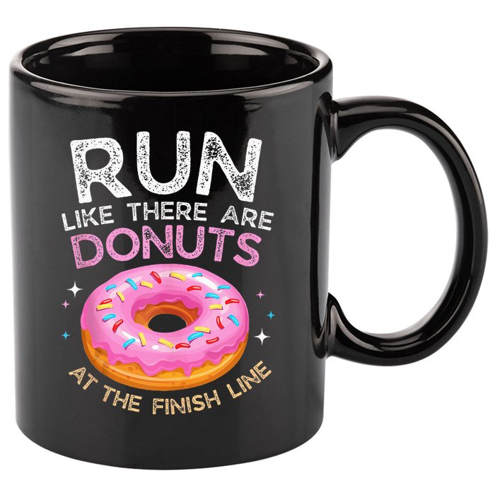 Donut Finish Line Marathon Funny Running For Men Women 11oz C Handle Ceramic Mug