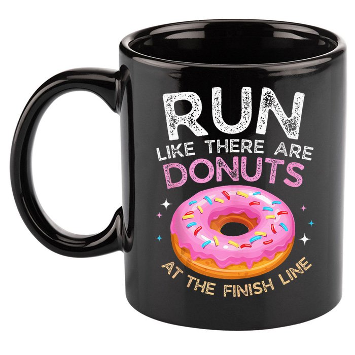 Donut Finish Line Marathon Funny Running For Men Women 11oz C Handle Ceramic Mug