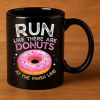 Donut Finish Line Marathon Funny Running For Men Women 11oz C Handle Ceramic Mug