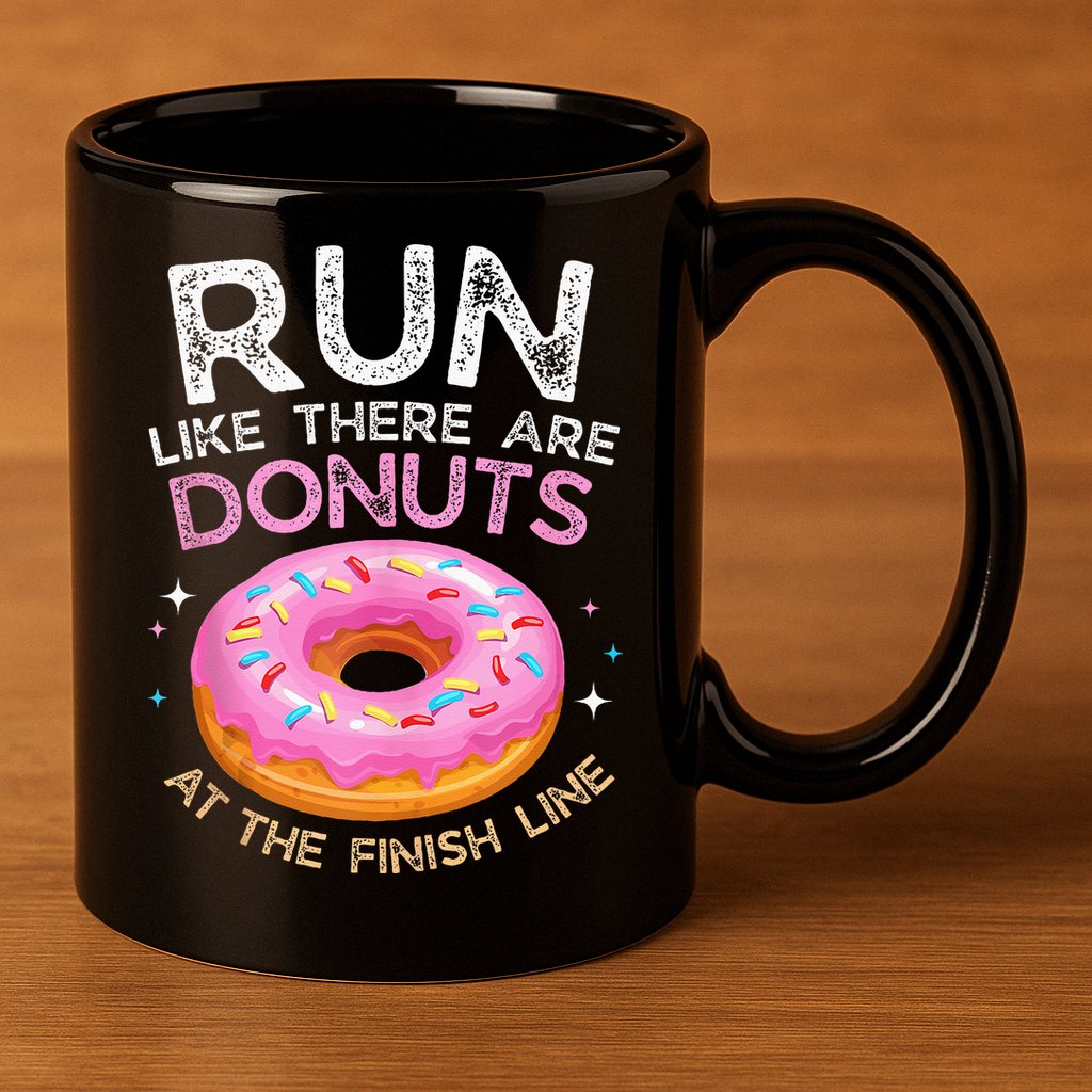 Donut Finish Line Marathon Funny Running For Men Women 11oz C Handle Ceramic Mug
