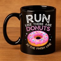 Donut Finish Line Marathon Funny Running For Men Women 11oz C Handle Ceramic Mug
