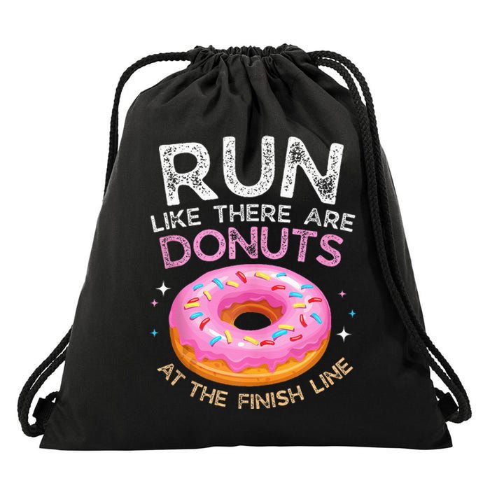 Donut Finish Line Marathon Funny Running For Men Women Drawstring Bag