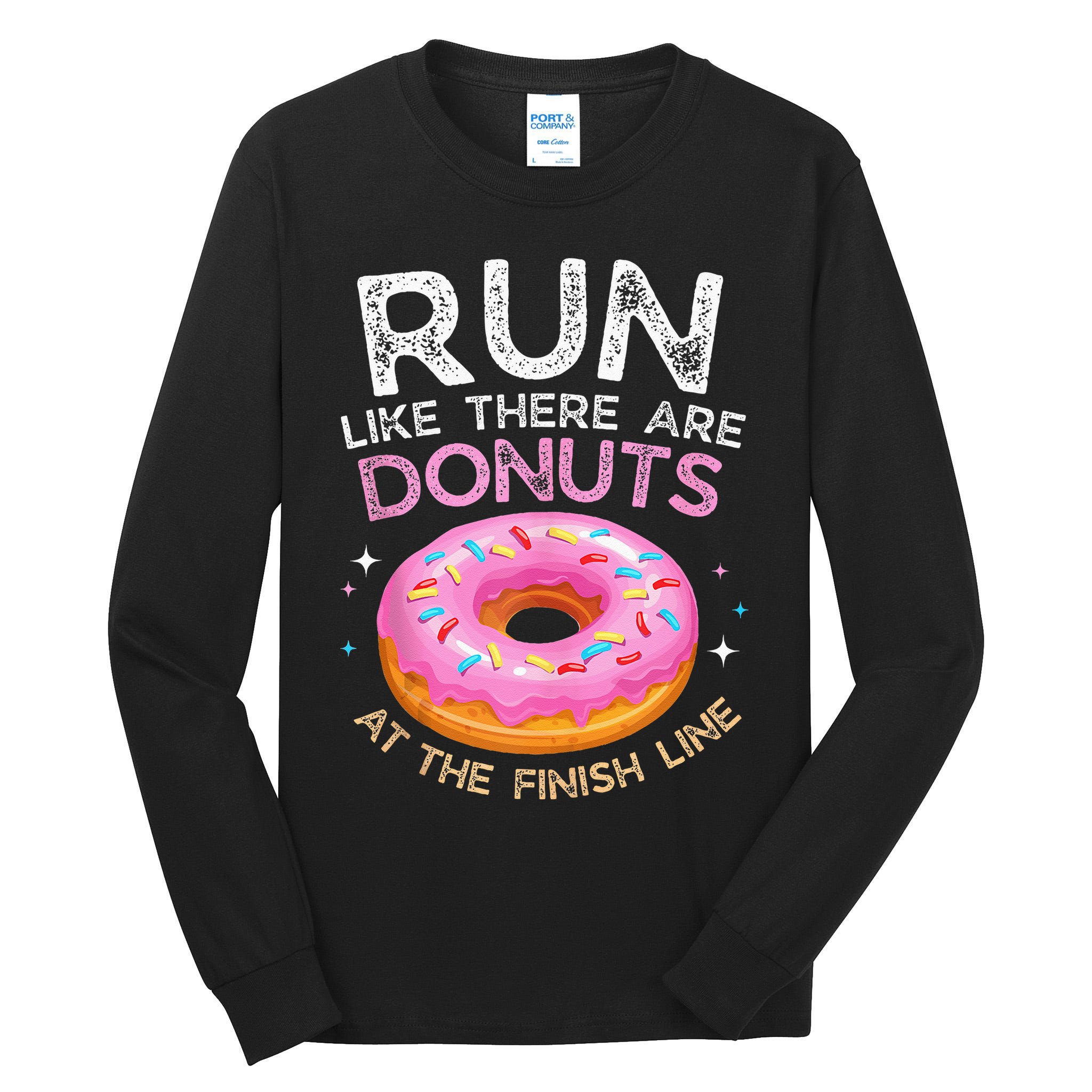 Donut Finish Line Marathon Funny Running For Men Women Tall Long Sleeve T-Shirt