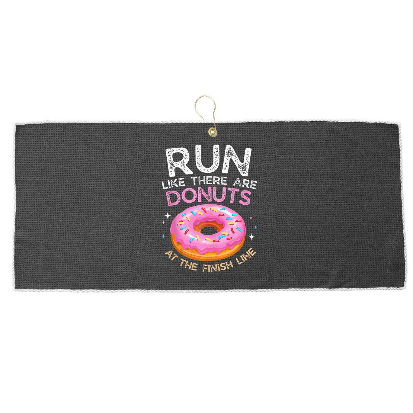 Donut Finish Line Marathon Funny Running For Men Women Large Microfiber Waffle Golf Towel