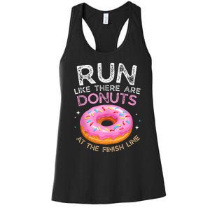 Donut Finish Line Marathon Funny Running For Men Women Women's Racerback Tank