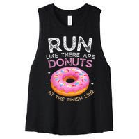 Donut Finish Line Marathon Funny Running For Men Women Women's Racerback Cropped Tank