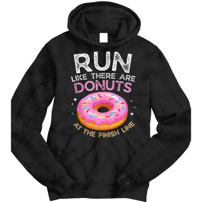 Donut Finish Line Marathon Funny Running For Men Women Tie Dye Hoodie